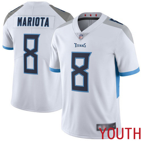 Tennessee Titans Limited White Youth Marcus Mariota Road Jersey NFL Football #8 Vapor Untouchable->youth nfl jersey->Youth Jersey